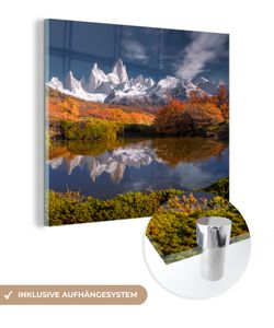 MuchoWow® Glasbilder - Bilder auf Wandbild - Foto auf Glas Chile - See - Herbst 20x20 cm Wanddekoration aus Glas - Acrylglasbild - Acrylbilder - Bilder von Glas - Moderne