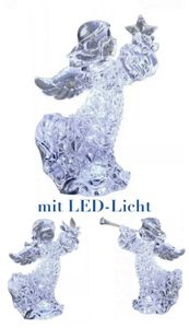 LED Weihnachtsengel Deko Figur aus Acryl-Diamant stehend 1 Stück (sortiert) H.16cm Formano