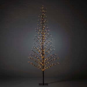 LED Lichterbaum - 504 bernsteinfarbene LED - H: 2,10m - mit Glimmereffekt - für Außen - schwarz