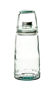 Nachttisch Flasche mit Glas als Deckel 1 Liter - Glasflasche mit Becher