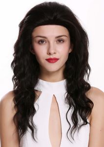 WIG ME UP Perücke Echthaar Mono Lace Lang Gewellt Dunkelbraun Naturton RGH-6118GD-HH-MF-NATURE