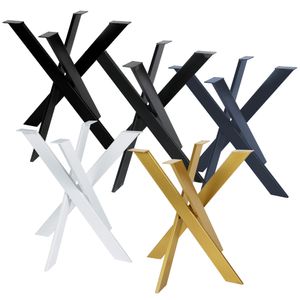 Tischbein Orion | Tischkufen aus Metall | Industrial Tischbeine in Schwarz Weiß Gold Anthrazit & Rohstahl | DIY Tischgestell | Profil 8x2 cm (Golden)