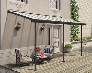 Palram-Canopia Aluminium Terrassenüberdachung mit Doppelstegplatten "Sierra" anthrazit 230 x 447 cm