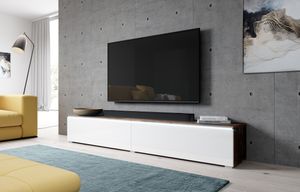 Furnix TV-Lowboard Kommode BARGO 180 cm TV-Schrank ohne LED Old Style Wood-Weiß glänzend
