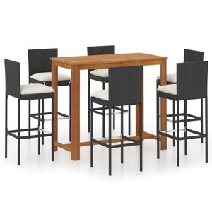 Chunhe 7-tlg. Gartenbar-Set mit Kissen Schwarz