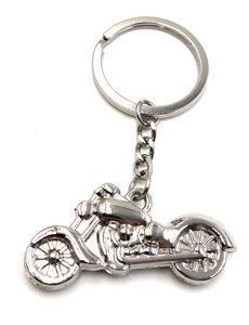 Onwomania Schlüsselanhänger Chopper Motorrad Bike Silber Metall Anhänger Charm
