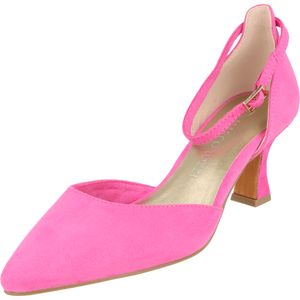 MARCO TOZZI Damen Pumps Fesselriemen Blockabsatz samtige Optik 2-24406-42, Größe:37 EU, Farbe:Pink