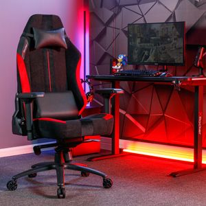 X Rocker Onyx - Moderner Gaming Bürodrehstuhl mit Komfortkissen | Schwarz/Rot