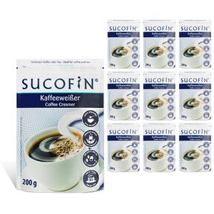 SUCOFIN Kaffeeweißer Pulver 10 x 200g leicht löslich, ideal für Kaffee/Tea, reicht für 800 Tassen, lange haltbar, perfekter Ersatz zu Milchpulver