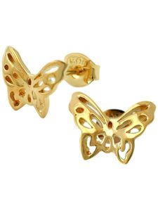 Ohrstecker Ohrring 7x10mm Schmetterling vergoldet 3 Mikron gold 7,5x10mm