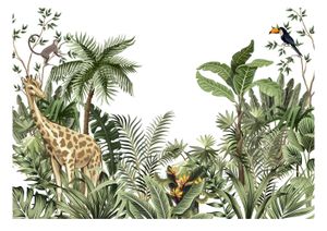 Vlies Fototapete Kinderzimmer Dschungel (368x254cm - 4 Bahnen) inklusive Kleister Tiere Junge Wandtapete Tapete Latexdruck UV-Beständig Montagefertig