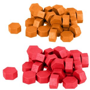 Sechseckige Wachsperlen - Rot + Orange