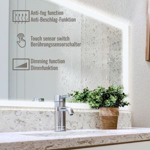 Wohnen & Einrichten Wohnaccessoires Spiegel Badspiegel Badspiegel 120x100 cm Horizontal mit LED 