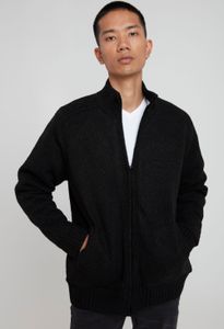 Blend 20712648 Herren Strickjacke Cardigan Grobstrick mit Stehkragen und Reißverschluss