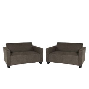 Sofa-Garnitur Couch-Garnitur 2x 2er Sofa Lyon Stoff/Textil  braun