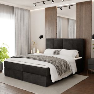 Muralo Continental Bed 140x200 Čalúnená manželská posteľ s matracom Black