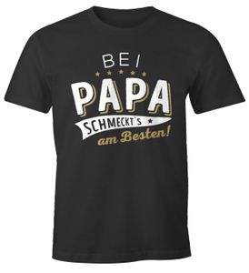 Herren T-Shirt 'Koch-Spruch bei Papa schmeckts am besten Fun-Shirt Spruch lustig Geschenk Vater Papa Moonworks® Papa anthrazit L