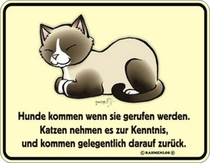 Blech-Schild Blechschild mit Spruch Hunde Katzen 22x17 cm