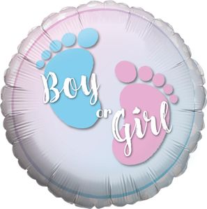 Folienballon Gender Reveal Boy or Girl Rund 45cm