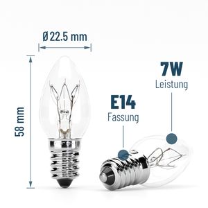 ABSINA 4x Ersatz Glühbirne 7W E14 - Ersatzbirne für Orientierungslicht, Salzlampe, Nähmaschine, Vitrine - Ersatzlampe