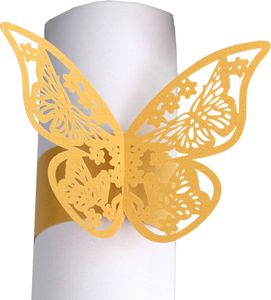 50ks Laserom rezané 3D motýľ Papierové obrúsky, jednorazové papierové držiaky Svadobná obrúsková stuha pre domácu kuchyňu Jedáleň Svadobná párty