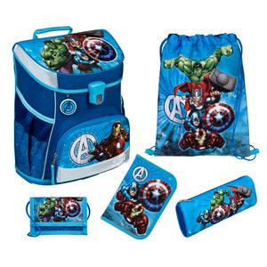 AVENGERS Schulranzen 1. Klasse Scooli Campus Fit Schultasche für Jungen (5-teiliges Grundset inkl. Federmappe, Schlamper, Turn- und Geldbeutel)