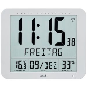 AMS 5884 Wanduhr Tischuhr Funk Funkwanduhr digital Datum Thermometer Wecker