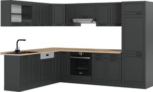 Vicco Eckküche R-Line, 227 x 287 cm ohne Arbeitsplatte, Anthrazit Landhaus/Anthrazit
