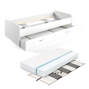 Livinity® Kinderbett Enzo, 90x200 cm mit Matratze und Lattenrost, Weiß