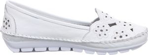 Gemini Damen Slipper Ballerina Leder Cutouts Blumenmuster 382336-01, Größe:41 EU, Farbe:Weiß