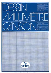 CANSON Millimeterpapier Block DIN A3 90 g/qm 50 Blatt Lineatur: blau