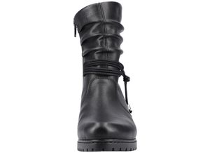 Rieker Damen Stiefelette Kordel Profilsohle Blockabsatz Warmfutter Y17R2, Größe:41 EU, Farbe:Schwarz