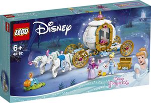 LEGO 43192 Disney Princess Cinderellas Königliche Kutsche, Pferdespielzeug mit 2 Mini-Puppen und 2 Pferde-Figuren für Jungen und Mädchen ab 6 Jahren