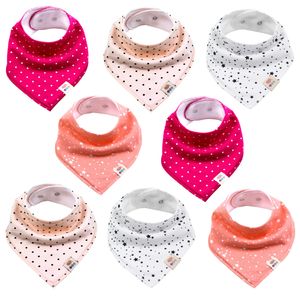 Baby Dreieckstücher 8 Stück Halstuch aus Baumwolle mit verstellbaren Druckknöpfen Lätzchen für Kleinkinder Mädchen