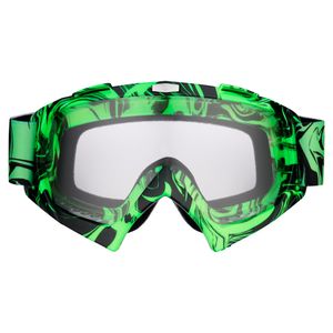 Designer Motocross Brille hellgrün mit klarem Glas