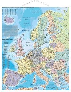 Europa Organisationskarte 1 : 3 600 000. Wandkarte Großformat mit Metallstäben