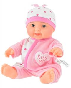 CUTE BABY 02023A - Baby-Puppe rosa, Babypuppe klein bekleidet, ca. 22,5 cm