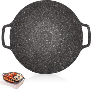 Koreanischer BBQ-Grill Antihaft-Grill, runde BBQ-Grillplatte, Barbecue-Grill Antihaft-Rundbratpfanne für Induktion, Gasherd(Universal 30cm)