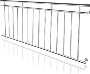 Sessamen-LP Französischer Balkon Edelstahl Geländer 225 x 90 cm Terrassengeländer mit 16 Füllstäben, Balkongeländer Stabgeländer Balkonbrüstung Balkongitter Fenstergeländer Außen Fenstergitter Fensterschutz