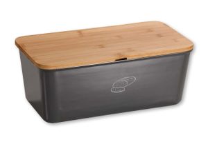 KESPER Brotbox aus Melamin, grau mit Bambus-Deckel 58089