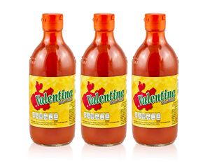 Valentina Salsa Picante (pack of 3) , Mexican Hot / Spicy Sauce / Scharfe Soße, the pack of 3 - je 370 ml, gluten free, low fat and low sugar