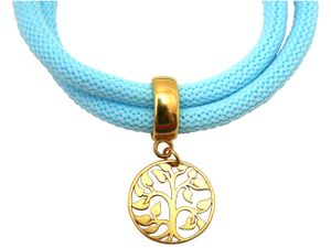 Gemshine - Damen - Armband - Wickelarmband - 925 Silber - Vergoldet - Lebensbaum - Blau