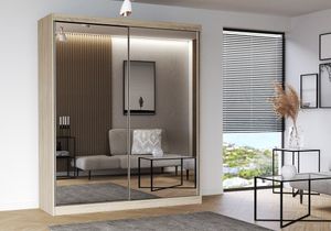 Schwebetürenschrank Kleiderschrank Schrank Garderobe Multi 20 183cm Sonoma