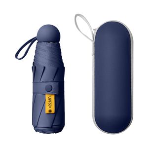 Mini Ultraleicht Regenschirm Sun Taschenschirm 5 Falten Sonnenschirm Schirme Anti-UV-Sonnenschutz (Navy blau)