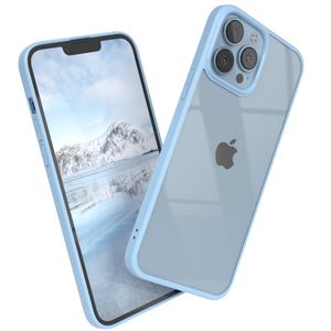 EAZY CASE Clear Hybrid Bumper Hülle kompatibel mit Apple iPhone 13 Pro Max, Handyhülle mit Aufprallschutz, Stoßfest, Kratzfest, dünne Schutzhülle mit Kameraschutz, Handy Case, Blau