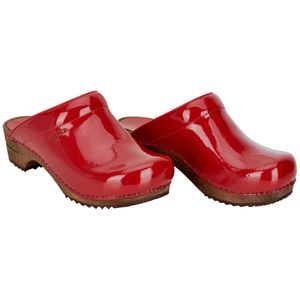 Sanita Wood-Classic Patent Open Clog Red Gr.38