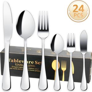 7Magic Besteck für 4 Personen (24-teilig),Besteckset inkl Messer, Gabel, Löffel, Besteck Edelstahl, Glänzend, Spülmaschinengeeignet