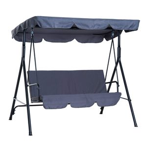 Outsunny Hollywoodschaukel Gartenschaukel Schaukelbank 3-Sitzer mit Dach Stahl Grau 172x110x152cm Outsunny Hollywoodschaukel Gartenschaukel Schaukelbank 3-Sitzer mit Dach Stahl Grau 172x110x152cm