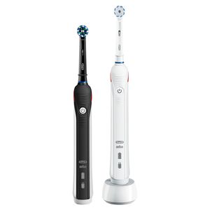 Oral-B PRO 2 2900 Doppelpack Elektrische Zahnbürste mit visueller Andruckkontrolle für extra Zahnfleischschutz, schwarz/weiß