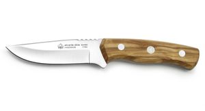 PUMA IP Jagd-/Outdoormesser ALICANTE OLIVE, Stahl 1.4116,, Daumenrampe, Olivenholzgriffschalen, braune Lederscheide